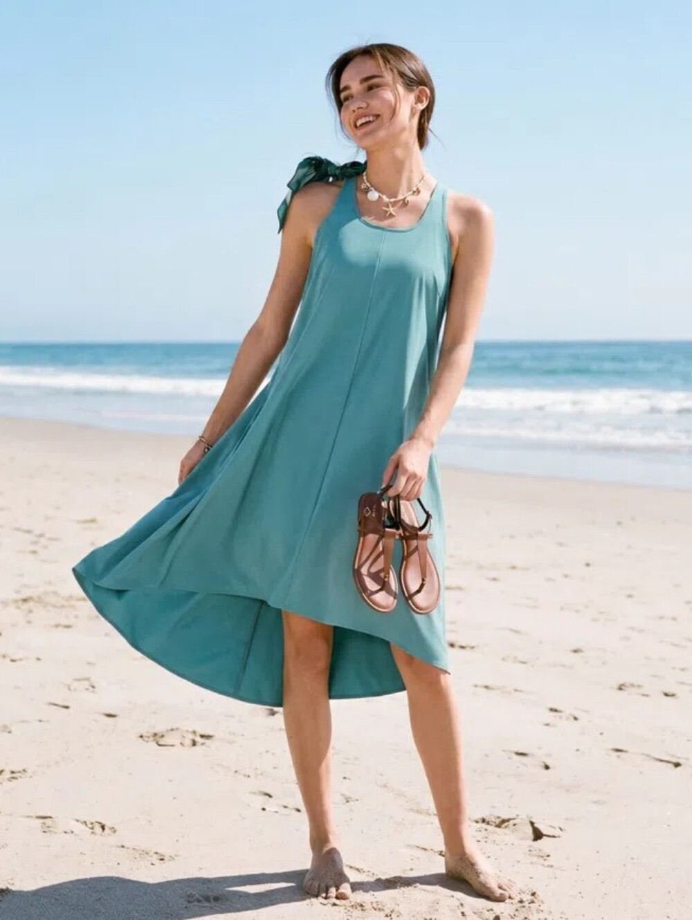 NWT Breezeful™ RacerPocket High Low Flowy Midi Quick Dry Casual Plus Size Dress